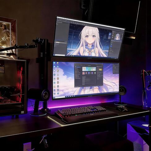 Kado Dual Gaming Monitor Setup - 2-Pack 34" Ultrawide 3440x1440 100Hz 5ms WQHD Computer Monitor 103% sRGB, Stacked Setup AMD FreeSync Premium, VESA Mount HDMI DisplayPort Built-in Speakers in Kuwait
