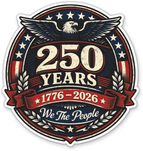 ملصقات 250 Years We The People - عبوتان - فينيل مقاوم للماء للسيارة والهاتف وزجاجة المياه والكمبيوتر المحمول - 1776Ð2026 ملصقات النسر الوطني (عبوتان) in Kuwait