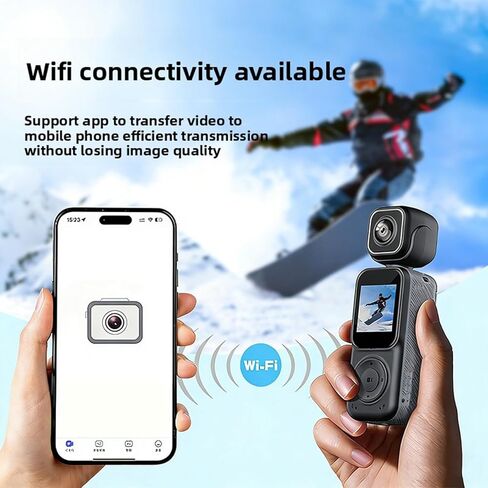 EBTOOLS مسجل فيديو محمول، 4K 12MP عدسة مزدوجة 180 درجة دوران واي فاي كاميرا رياضية محمولة مع بطارية 2000 مللي أمبير في الساعة لمدونات الفيديو في الهواء الطلق وركوب الأمواج والتخييم in Kuwait