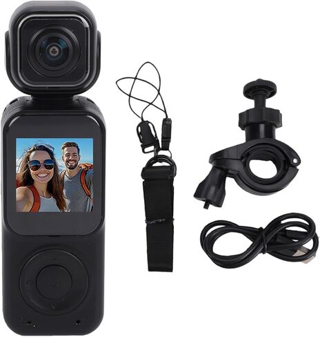 EBTOOLS مسجل فيديو محمول، 4K 12MP عدسة مزدوجة 180 درجة دوران واي فاي كاميرا رياضية محمولة مع بطارية 2000 مللي أمبير في الساعة لمدونات الفيديو في الهواء الطلق وركوب الأمواج والتخييم in Kuwait