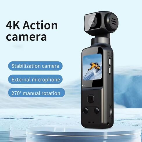 كاميرا رقمية للجيب 4K، شاشة 1.33 بوصة، دوران 270 درجة، تسجيل نقل واي فاي، كاميرا رياضية محمولة للحركة in Kuwait