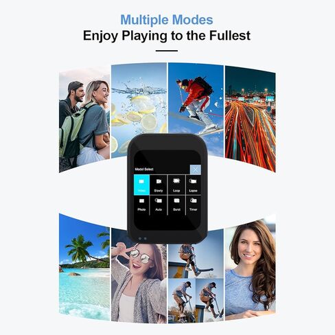 كاميرا PUSOKEI 5K WiFi Action، كاميرا تسجيل فيديو عالية الدقة 75 ميجابكسل مع عدسة دوارة 270 درجة، EIS مضادة للاهتزاز، حامل بمشبك وميكروفون خارجي، للسفر وركوب الدراجات والدراجات النارية in Kuwait