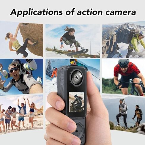 كاميرا PUSOKEI 4K WiFi Action، مسجل كاميرا فيديو بدقة 56 ميجابكسل مع عدسة أمامية خلفية مزدوجة، زاوية واسعة 130 درجة، عدسة عين السمكة، تسجيل حلقي، التحكم في التطبيق، لركوب الدراجات، ومدونات الفيديو in Kuwait