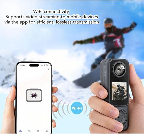 كاميرا PUSOKEI 4K WiFi Action، مسجل كاميرا فيديو بدقة 56 ميجابكسل مع عدسة أمامية خلفية مزدوجة، زاوية واسعة 130 درجة، عدسة عين السمكة، تسجيل حلقي، التحكم في التطبيق، لركوب الدراجات، ومدونات الفيديو in Kuwait
