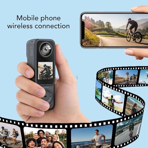 كاميرا PUSOKEI 4K WiFi Action، مسجل كاميرا فيديو بدقة 56 ميجابكسل مع عدسة أمامية خلفية مزدوجة، زاوية واسعة 130 درجة، عدسة عين السمكة، تسجيل حلقي، التحكم في التطبيق، لركوب الدراجات، ومدونات الفيديو in Kuwait