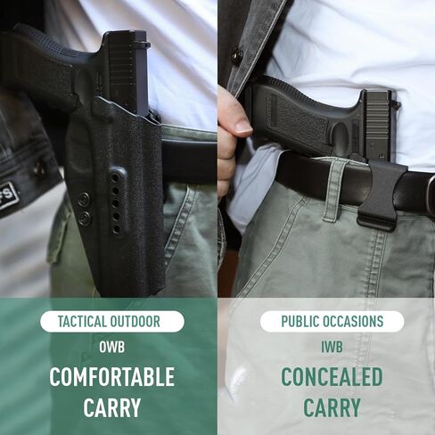 Glock34 Compatible IWB & OWB kydex Gun Holster for Glock G34(Gen 4-5,MOS), G17/G19/ G25/G45(Gen3-5), Concealed Carry and Outside The Waistband Carry Pistol Holster, Height and Angle Adjustable in Kuwait