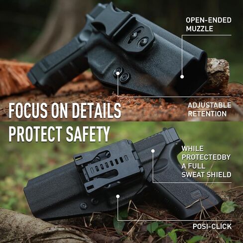 Glock34 Compatible IWB & OWB kydex Gun Holster for Glock G34(Gen 4-5,MOS), G17/G19/ G25/G45(Gen3-5), Concealed Carry and Outside The Waistband Carry Pistol Holster, Height and Angle Adjustable in Kuwait