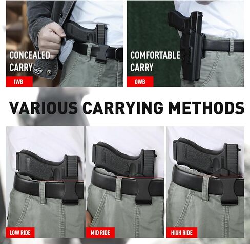 Glock34 Compatible IWB & OWB kydex Gun Holster for Glock G34(Gen 4-5,MOS), G17/G19/ G25/G45(Gen3-5), Concealed Carry and Outside The Waistband Carry Pistol Holster, Height and Angle Adjustable in Kuwait