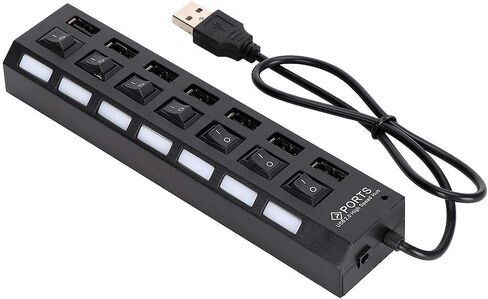 موزع USB بـ 7 منافذ، محور شحن USB يعمل بالطاقة، محور شحن USB، محور USB يعمل بالطاقة USB C، محور USB يعمل بالطاقة، USB C إلى USB Hub، منافذ USB متعددة لأجهزة الكمبيوتر المحمول (7 منافذ سوداء) in Kuwait