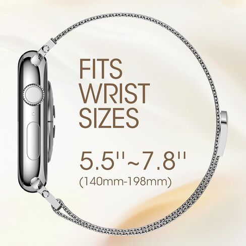 Stainless Steel Milanese Loop Compatible with Apple Watch 38mm 40mm 41mm 42mm 44mm 45mm 46mm, 20MM Width Magnetic Replacement Band for Women Men, Adjustable Metal Clasp Strap for iWatch Series 11 10 9 8 7 6 5 4 3 2 1 SE in Saudi Arabia