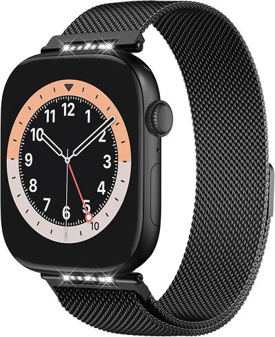 Stainless Steel Milanese Loop Compatible with Apple Watch 38mm 40mm 41mm 42mm 44mm 45mm 46mm, 20MM Width Magnetic Replacement Band for Women Men, Adjustable Metal Clasp Strap for iWatch Series 11 10 9 8 7 6 5 4 3 2 1 SE in Saudi Arabia