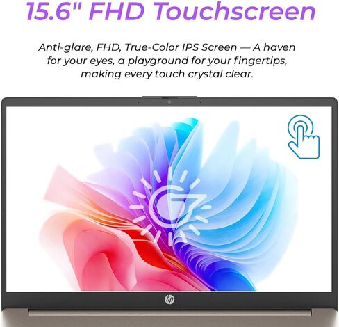 كمبيوتر محمول للأعمال بشاشة لمس HP مقاس 15.6 بوصة بدقة FHD | إصدار 2026 | AMD Ryzen 5 (حتى 4.3 جيجا هرتز) | ذاكرة وصول عشوائي DDR5 سعة 8 جيجابايت ومحرك أقراص PCIe SSD سعة 512 جيجابايت | مفتاح AI Copilot | Windows 11 مع Office 365 للويب • بدون ماوس in Kuwait