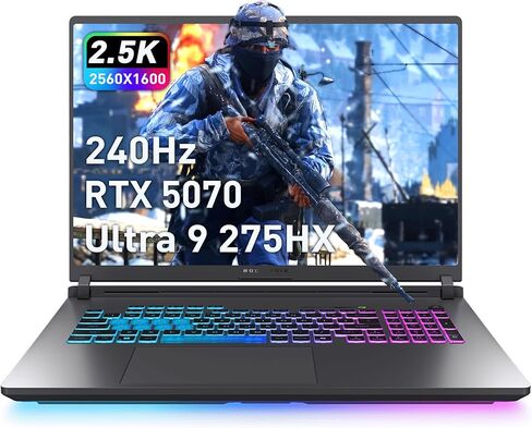 كمبيوتر محمول للألعاب ASUS ROG Strix G18 مقاس 18 بوصة WQXGA 240 هرتز، GeForce RTX 5070 8 جيجابايت، Intel Ultra 9 275HX، 32 جيجابايت DDR5، 1 تيرابايت SSD، لوحة مفاتيح بإضاءة خلفية، كاميرا تعمل بالأشعة تحت الحمراء، Win11 Pro، رمادي (متجدد) in Kuwait