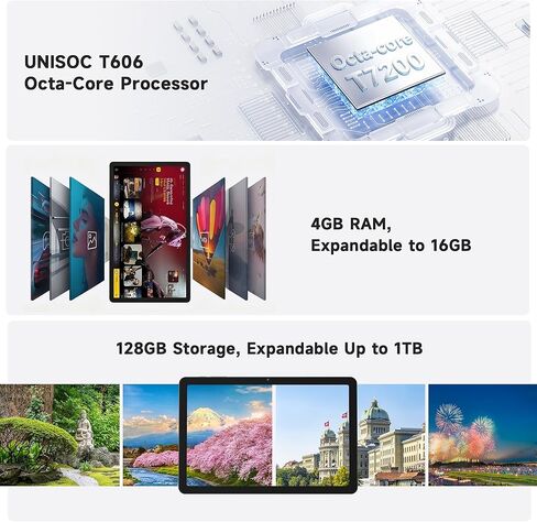 تابلت AOC مقاس 10.1 بوصة يعمل بنظام Android، نظام Android 16، شاشة فائقة السلاسة بتردد 120 هرتز، ذاكرة وصول عشوائي 4 جيجابايت وذاكرة وصول عشوائي 128 جيجابايت (قابلة للتوسيع بسعة 1 تيرابايت)، معالج ثماني النواة، Widevine L1 للبث عالي الدقة، فتح القفل بالوج in Kuwait