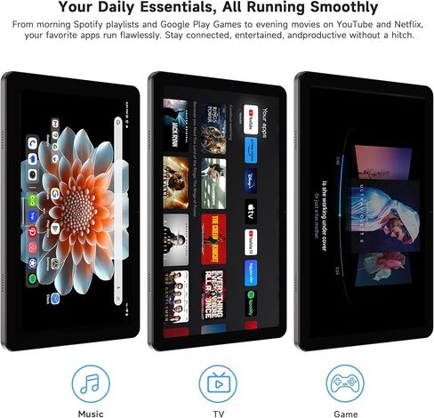 تابلت AOC مقاس 10.1 بوصة يعمل بنظام Android، نظام Android 16، شاشة فائقة السلاسة بتردد 120 هرتز، ذاكرة وصول عشوائي 4 جيجابايت وذاكرة وصول عشوائي 128 جيجابايت (قابلة للتوسيع بسعة 1 تيرابايت)، معالج ثماني النواة، Widevine L1 للبث عالي الدقة، فتح القفل بالوج in Kuwait