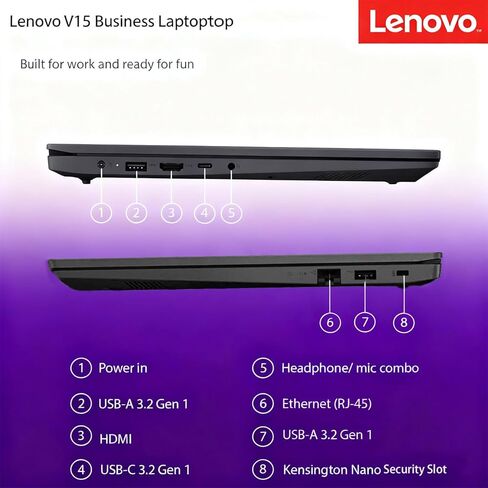 الكمبيوتر المحمول Lenovo 2026 V15 للطلاب والشركات • شاشة عرض FHD مقاس 15.6 بوصة • ذاكرة DDR4RAM سعة 8 جيجابايت • محرك أقراص SSD سعة 256 جيجابايت • Intel 4 Cores • مصراع الخصوصية • Dolby Audio • Copilot AI • Ethernet RJ-45 • Windows 11 Pro in Kuwait