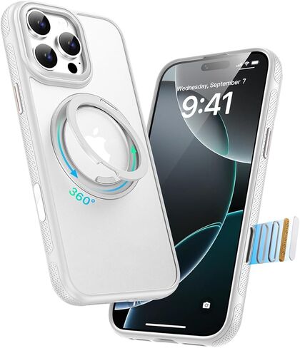حافظة لهاتف iPhone 16 Pro Max، متوافقة مع MagSafe، حافظة حماية متينة رفيعة مقاومة للصدمات من الدرجة العسكرية مع حامل، تحكم في الكاميرا، قبضة مريحة (A-Black، iPhone 16 Pro Max) in Kuwait