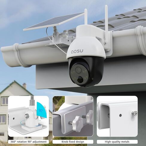 مجموعات تثبيت مزراب HOLACA متوافقة مع كاميرات الأمن الشمسية AOSU اللاسلكية في الهواء الطلق (SolarCam D1 SE/Lite/Max) ولوحة Aosu الشمسية (أبيض) in Kuwait