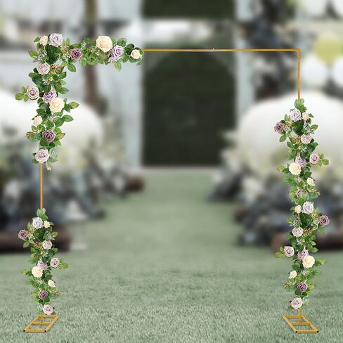 حامل خلفية بقوس مربع بطول 9.8 أقدام مع قواعد، حامل قوس زفاف من الحديد المجلفن، شجرة عريشة حديقة ذهبية، حاملة 22 رطل، لحفلات الزفاف وحفلات Quinceaneras in Kuwait