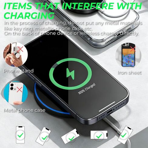 شاحن لاسلكي سريع بقدرة 15 وات، لوحة شحن لاسلكية متوافقة مع Magsafe وجميع الأجهزة التي تدعم Qi، شاحن هاتف لاسلكي لأجهزة iPhone وAndroid.سطح مرآة. in Kuwait