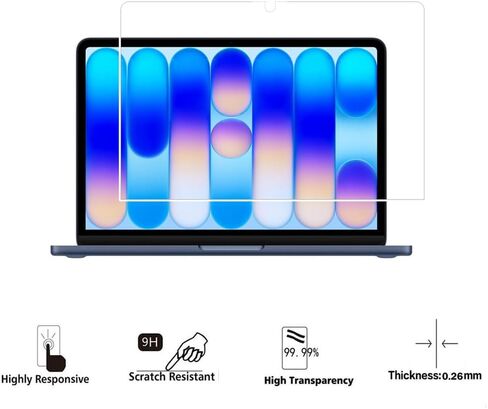 واقي شاشة Zshion متوافق مع جهاز MacBook Neo مقاس 13 بوصة، طبقة من الزجاج المقوى بقوة 9H شفاف كريستالي (عبوة واحدة) in Kuwait