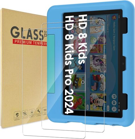 واقي شاشة WD&CD مكون من قطعتين متوافق مع HD 8 Kids/8 Kids Pro 2024 8 بوصة، جراب زجاجي مقسى صديق للبيئة لـ 8 Kids Pro 2024 8 بوصة 【مضاد للخدش 】【مضاد للفقاعات】【عالية الوضوح】 in Kuwait