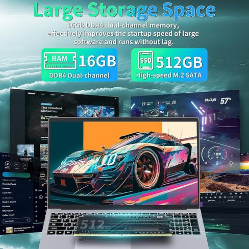 17.3" FHD(1920 x 1080) IPS Business Laptop Computer, 16GB DDR4 RAM 512GB SSD, Celeron N5095 Quad-Core Processor,Win 11 Pro PC, HDMI, Fingerprint Reader, Backlit KB,BT 5.0/WiFi,Silver in Saudi Arabia
