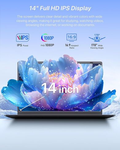 كمبيوتر محمول 14 بوصة، 8 جيجابايت رام، 128 جيجابايت SSD قابل للتوسيع 1 تيرابايت، معالج Pentium 6500Y يصل إلى 3.4 جيجا هرتز، شاشة 1080P FHD IPS، WiFi 5، BT 5.2، USB 3.2، USB C، أجهزة الكمبيوتر المحمولة لطلاب الأعمال والمنزل in Kuwait