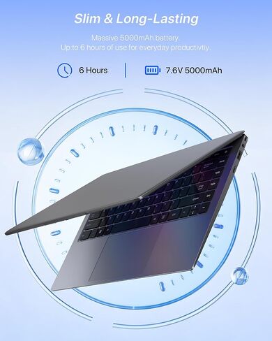 كمبيوتر محمول 14 بوصة، 8 جيجابايت رام، 128 جيجابايت SSD قابل للتوسيع 1 تيرابايت، معالج Pentium 6500Y يصل إلى 3.4 جيجا هرتز، شاشة 1080P FHD IPS، WiFi 5، BT 5.2، USB 3.2، USB C، أجهزة الكمبيوتر المحمولة لطلاب الأعمال والمنزل in Kuwait