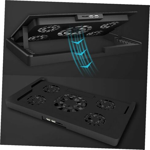 حامل تبريد للكمبيوتر المحمول 5 مراوح قاعدة تبريد تعمل بمنفذ USB مع قاعدة مبدد حراري مضادة للانزلاق لأجهزة الكمبيوتر المحمولة وأجهزة الكمبيوتر المحمولة متعددة الزوايا للألعاب واستخدام العمل in Kuwait