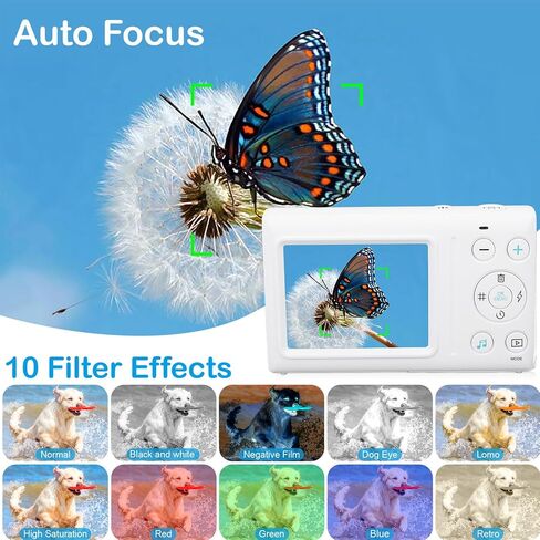 كاميرا رقمية، كاميرا للأطفال بدقة 4K بدقة 64 ميجابكسل، كاميرات رقمية للتصويب والتقاط الصور مع تكبير رقمي 18X، ميكروفون مدمج، كاميرا تسجيل فيديو محمولة مضادة للاهتزاز ومضادة للاهتزاز، صغيرة الحجم in Kuwait