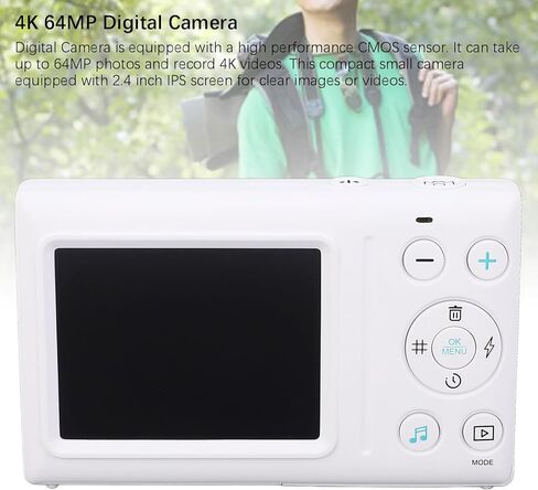 كاميرا رقمية، كاميرا للأطفال بدقة 4K بدقة 64 ميجابكسل، كاميرات رقمية للتصويب والتقاط الصور مع تكبير رقمي 18X، ميكروفون مدمج، كاميرا تسجيل فيديو محمولة مضادة للاهتزاز ومضادة للاهتزاز، صغيرة الحجم in Kuwait
