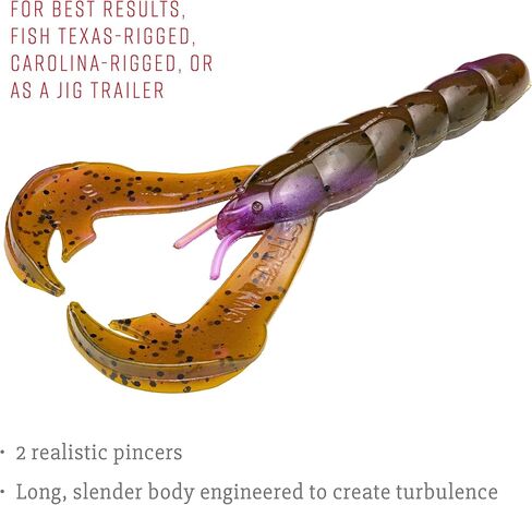 Strike King (RGCRW-807) Rage Craw 4 Fishing Lure, 807 - Green Pumpkin Purple Swirl, 4", 2 Realistic Pinchers in Saudi Arabia