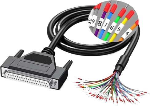 1pcs DB44 DB37 DB50 DB62 Connector Cable w Numbered Tube Shield I/O Cord Plug DB37/44/50/62 Pin Terminal Wire HDB44(DB37 Male,1M) in Saudi Arabia