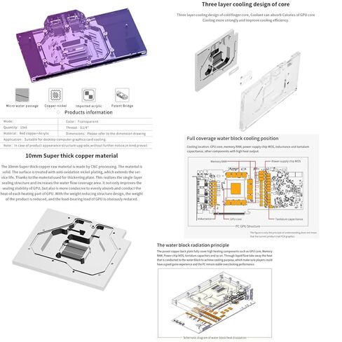 Copper GPU Water Cooling Block for ASUS TUF Gaming RX 9070 XT O16G OC Editions/TUF Gaming RX9070 OC Edition/Prime RX9070XT O16G OC Edition/Prime RX9070 OC Edition in Kuwait