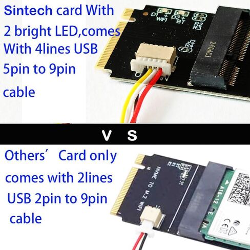 Sintech 5pcs M.2 M-Key M.2 A/E Key، NGFF Key-E Card إلى M.2 Key M محول بطاقة متوافقة مع Intel 7260,8260,9260 in Kuwait