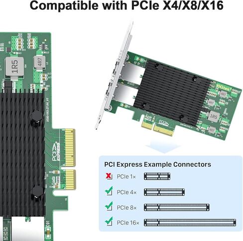 بطاقة شبكة 10 جيجا بايت Intel X550-T2 NIC، PCIe v3.0 x4، منفذ RJ45 مزدوج، وحدة تحكم Intel X550-AT2، محول LAN 10G يدعم Windows Server/Linux/VMware in Kuwait