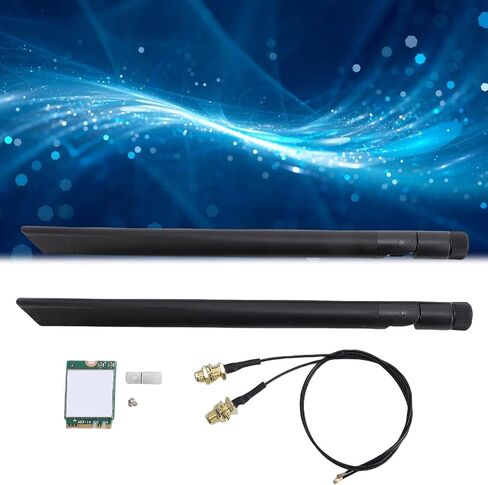بطاقة لاسلكية Zopsc WiFi 6E M.2، محول شبكة ثلاثي النطاق 2.4 جيجا 5 جيجا 6 جيجا هرتز بلوتوث 5.3 PCIe مع هوائي مزدوج 8 ديسيبل، لسطح المكتب المحمول 10 11 in Kuwait