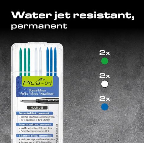 Pica 4040 Dry Deep Hole Marker Set Water Jet Resistant, Refill Waterproof/Permanent/Blue/White/Green in Saudi Arabia