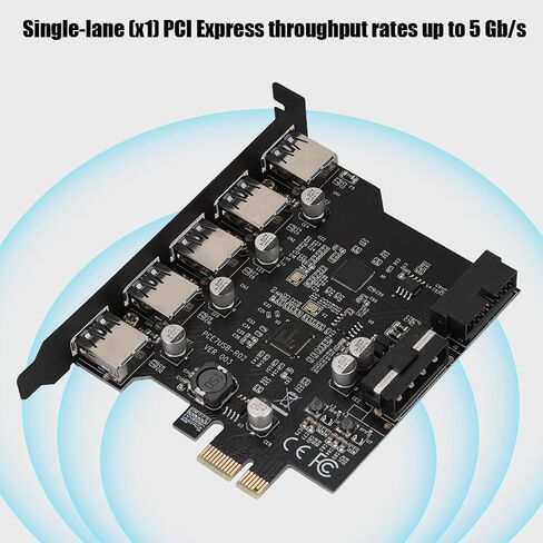 Dioche PCIe إلى USB 3.0 بطاقة توسيع 5 منافذ محول عالي السرعة مع دعم UASP لنقل البيانات بشكل أسرع متوافق مع 10/8/7 وفتحات PCIe X1 X4 X16 محول محور USB للكمبيوتر المكتبي in Kuwait