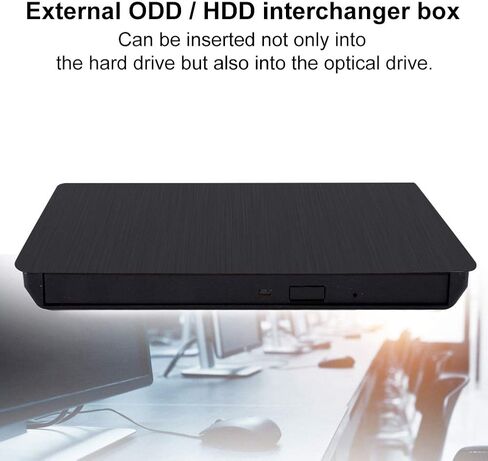 SUNGOOYUE USB 3.0 External CD Drive Enclosure Optical Drive Case Portable Plug and Play for Laptop with 5Gbps Transfer Rate Compatible 9.5mm HDD ODD (Black) in Kuwait