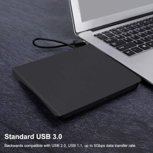 SUNGOOYUE USB 3.0 External CD Drive Enclosure Optical Drive Case Portable Plug and Play for Laptop with 5Gbps Transfer Rate Compatible 9.5mm HDD ODD (Black) in Kuwait