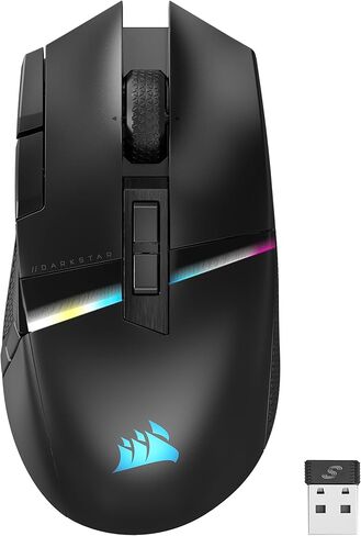 Corsair DARKSTAR RGB Wireless Gaming Mouse for MMO, MOBA - 26,000 DPI - 15 Programmable Buttons - Up to 80hrs Battery - iCUE Compatible - Black in Saudi Arabia