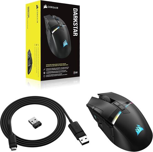 ماوس الألعاب اللاسلكي Corsair DARKSTAR RGB لـ MMO وMOBA - 26000 نقطة في البوصة - 15 زرًا قابلاً للبرمجة - بطارية تصل إلى 80 ساعة - متوافق مع iCUE - أسود in Kuwait