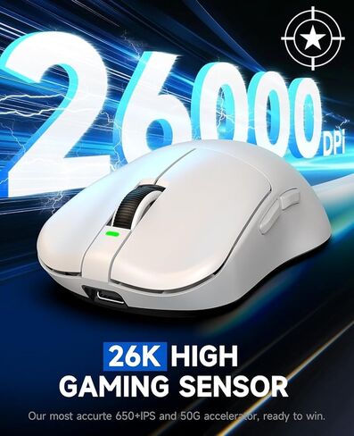 ماوس الألعاب اللاسلكي VGN Dragonfly F1 MOBA، خفيف الوزن 55 جرام، مستشعر بصري PAW3395 26K DPI، إحساس النقر باللمس الأمثل، ما يصل إلى 200 ساعة، دعم الاقتراع 4000 هرتز، ماوس الرياضات الإلكترونية، أبيض in Kuwait