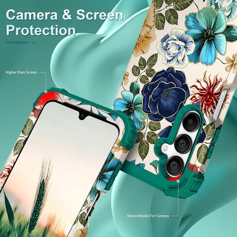 حافظة Hocase لهاتف Galaxy A16 5G، حماية شديدة التحمل ضد الصدمات من مطاط السيليكون الناعم + حافظة واقية هجينة من البلاستيك الصلب لهاتف Samsung Galaxy A16 5G (6.7") 2025 - زهور البط البري in Kuwait