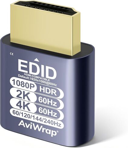 قابس HDMI الدمي، محول عرض افتراضي لمحاكي HDR EDID 240 هرتز، محول HDMI بدون رأس، يدعم 4K عند 60 هرتز، 1440 بكسل عند 144 هرتز، 1080 بكسل عند 240 هرتز متعدد الدقة لنظام التشغيل Windows/Mac/Linux in Kuwait
