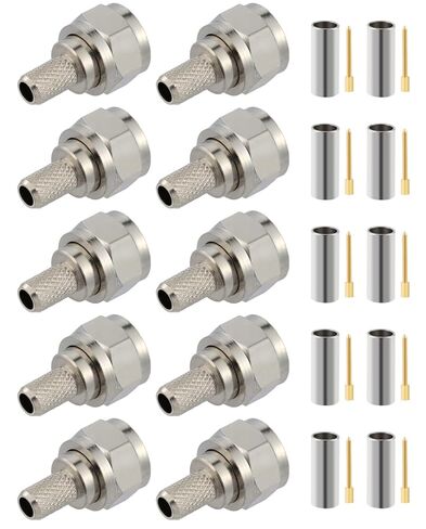 10 PCS F Type RF Connectors 50 Ohm F Male Coaxial Connector for RG58 RG142 RG400 VLMR200 RF Coax Cable in Kuwait