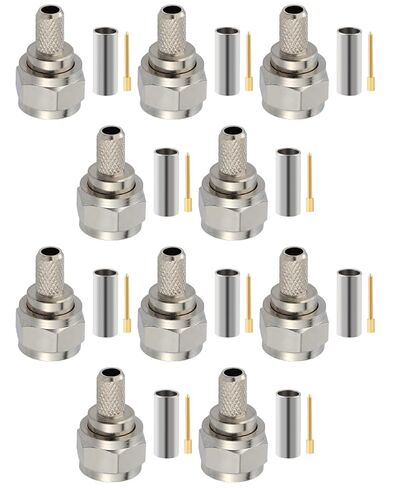 10 PCS F Type RF Connectors 50 Ohm F Male Coaxial Connector for RG58 RG142 RG400 VLMR200 RF Coax Cable in Kuwait