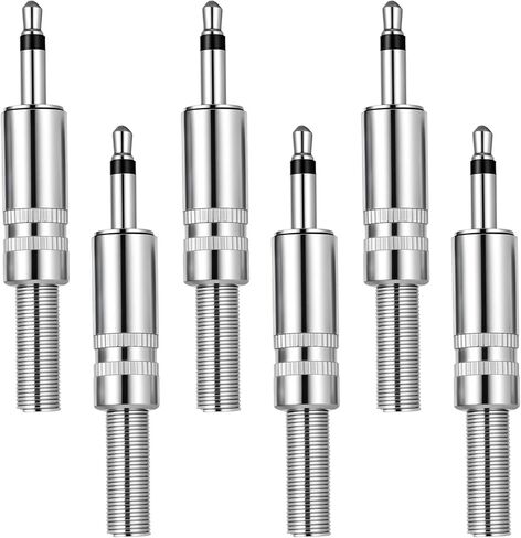 Headphone Jack Replacement 3.5mm Mono Plug 1/8 Inch Stereo Replacement Plug Jack, 6 PCS Metal Ts Mono Male Plugs Audio Cable Connector Adapter in Kuwait